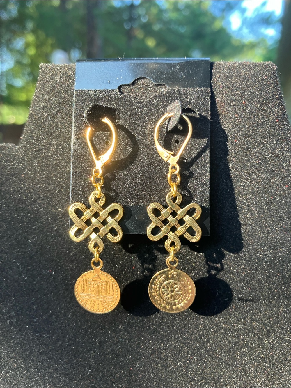 Gold Knot & Coin Drop Earrings - Women’s Jewelry